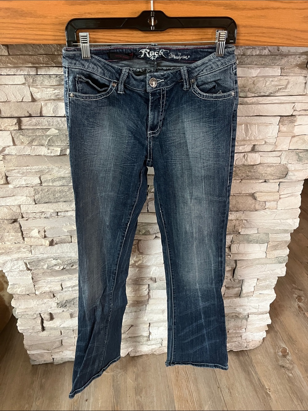 Rock 47 by Wrangler Women's Midnight Blue low rise Bootcut Jeans